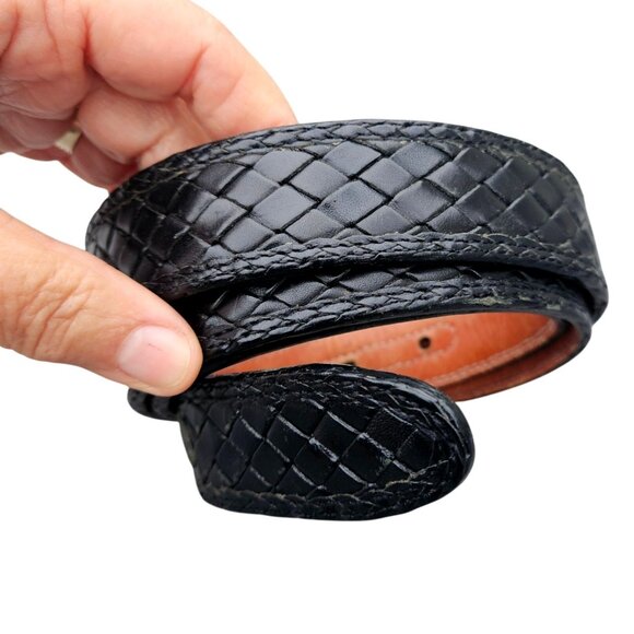 Bragano Black Woven Leather Belt Mens Made in Canada XL 41–45 In Waist - Picture 10 of 14